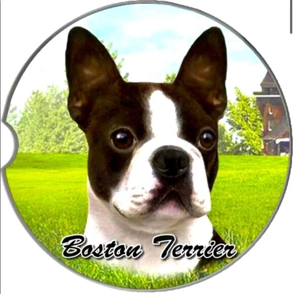 BOSTON TERRIER Absorbent Stone CAR Coaster by E&S Pets BNWT. - Picture 1 of 3